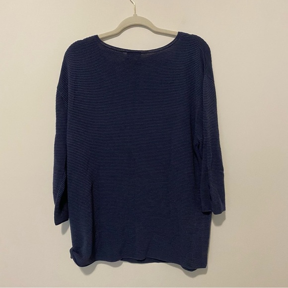 Wilfred by Aritzia Navy Blue Linen Blend Ribbed Sweater Large - Picture 6 of 8